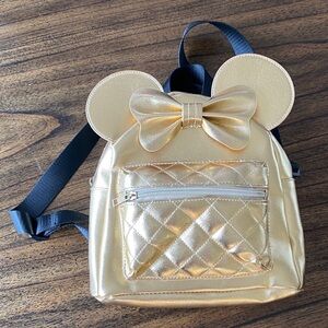 Disney Minnie Mouse Ears Luxe Gold Mini Backpack Purse 50th Anniversary